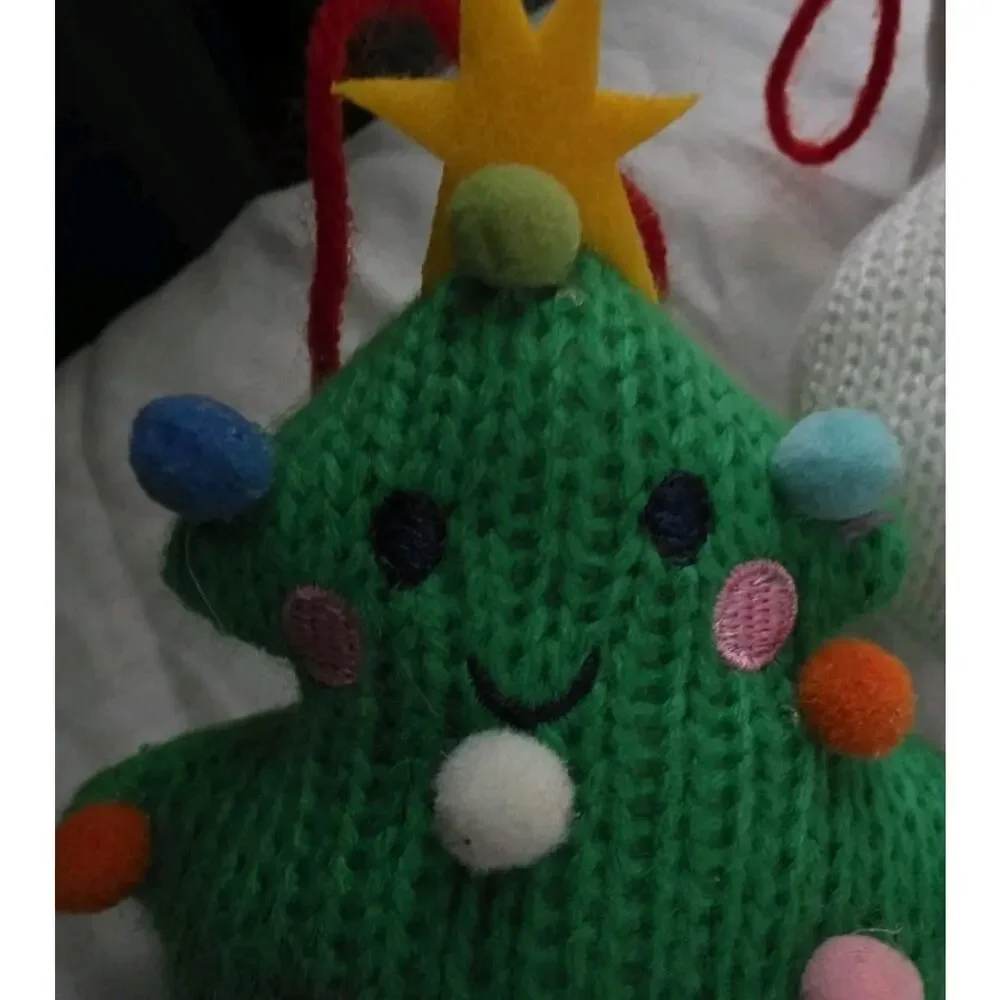 2 Target 2017 Knit Holiday Tree Ornaments Cute Decorated Tree & Snowman